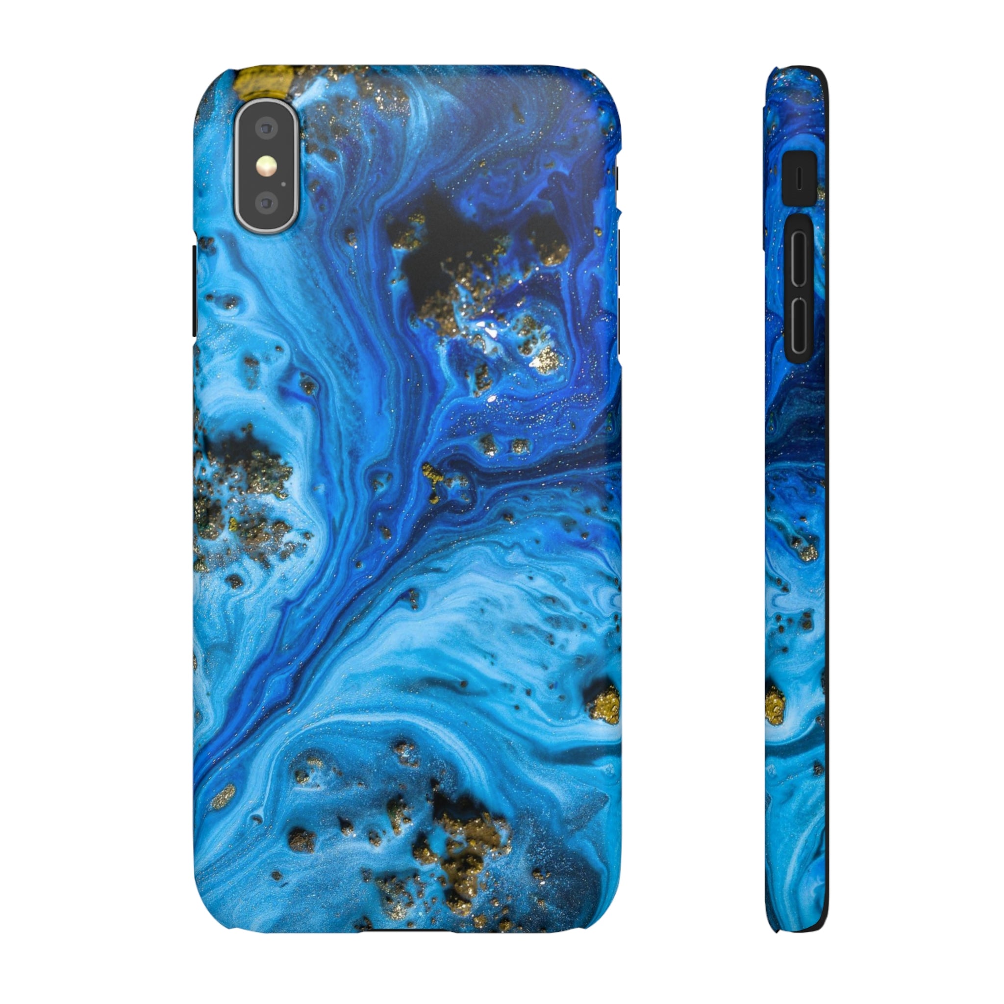 Blue Ice Melt Ink Art iPhone Case (Slim) iPhone XS MAX Matte Phone Case