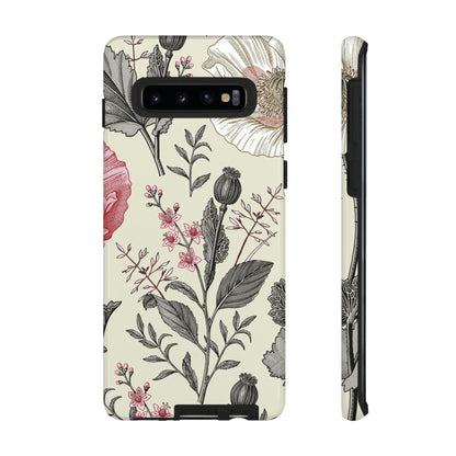 Poppy Pink Vintage Flower Samsung Case (Protective) Samsung Galaxy S10 Glossy Phone Case