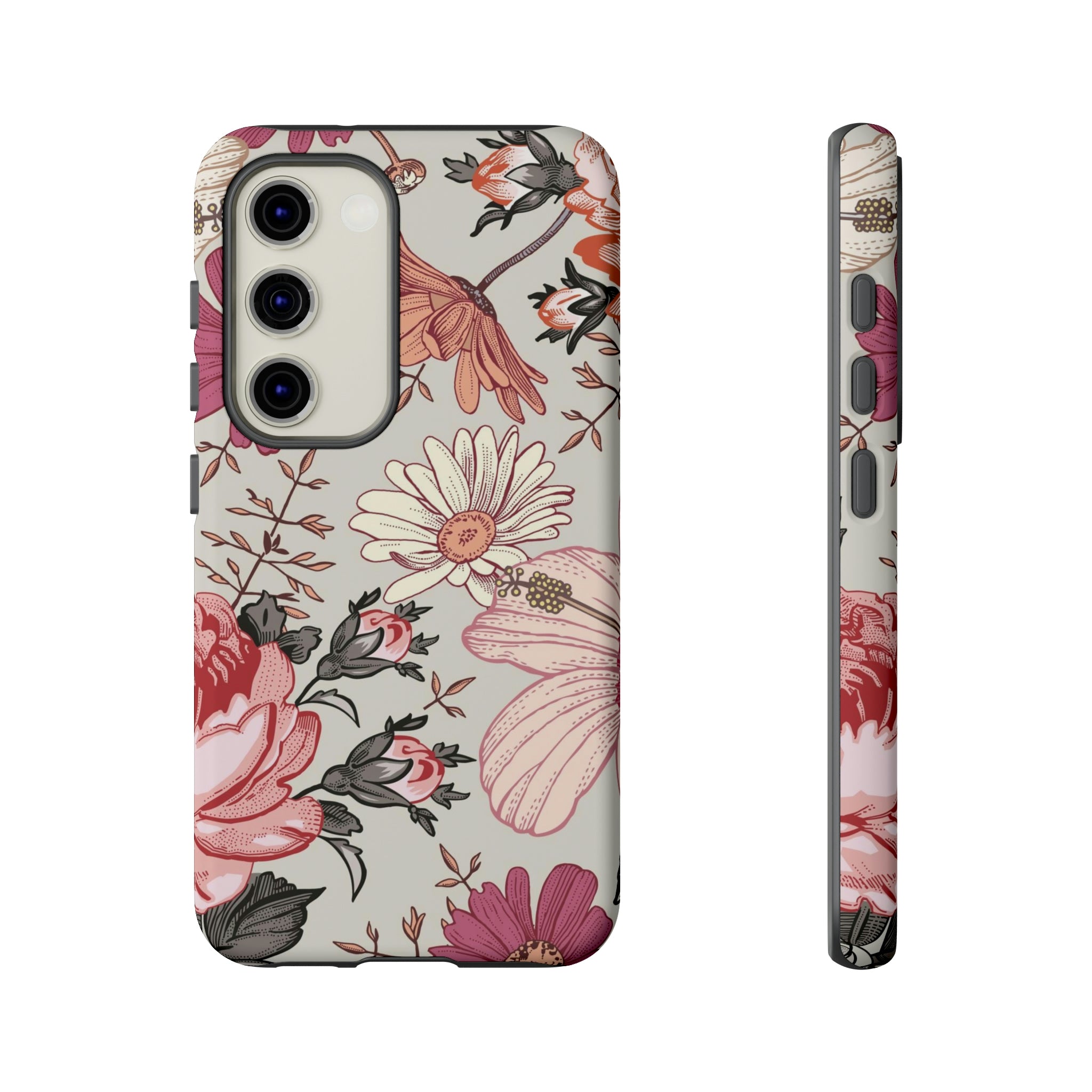 Pink daisies Vintage Flower Samsung Case (Protective) Samsung Galaxy S23 Matte Phone Case