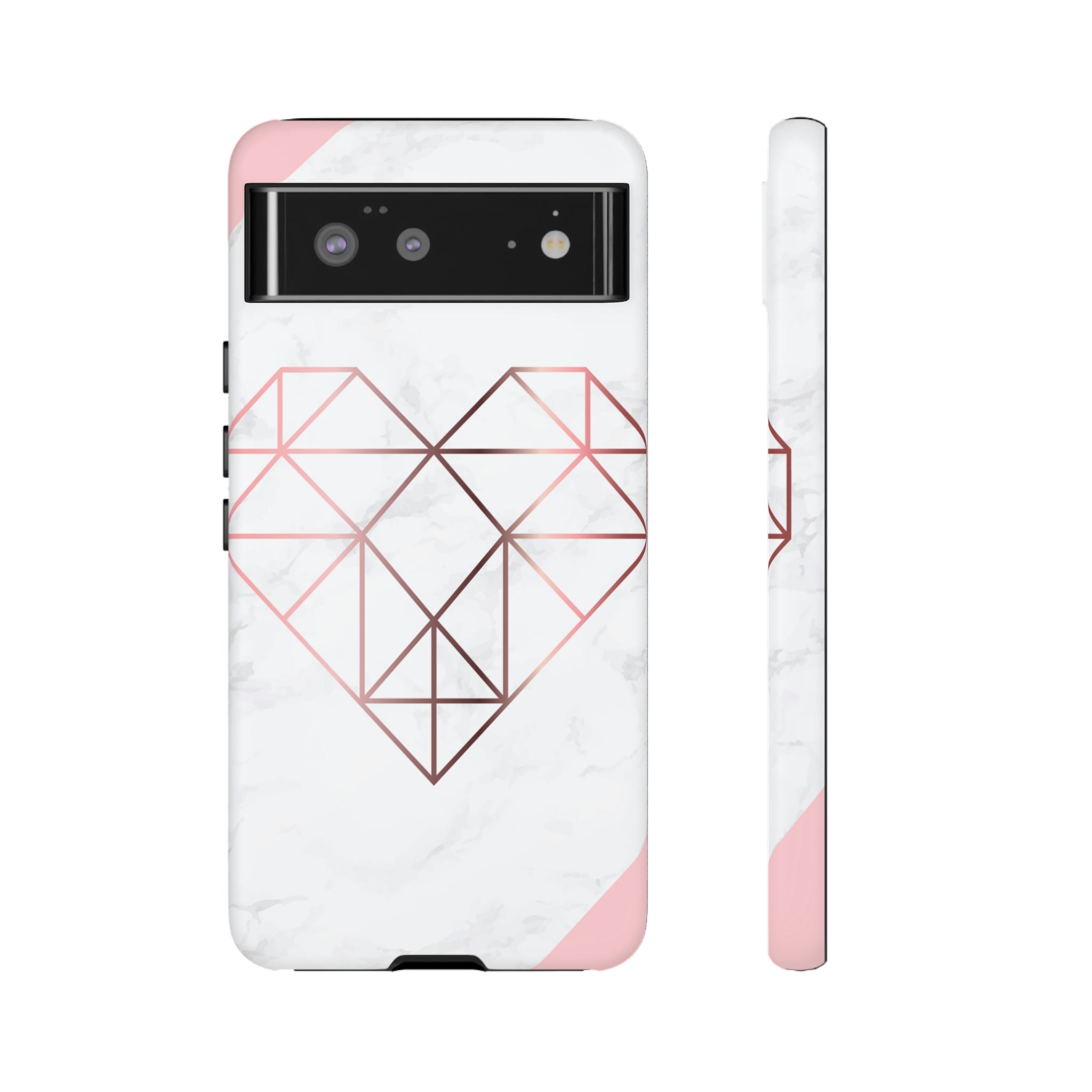 Heart Rose Gold Android Case (Protective) Google Pixel 6 Matte Phone Case