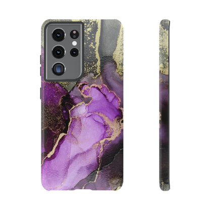 Purple Marble & Gold Android Case (Protective) Samsung Galaxy S21 Ultra Glossy Phone Case