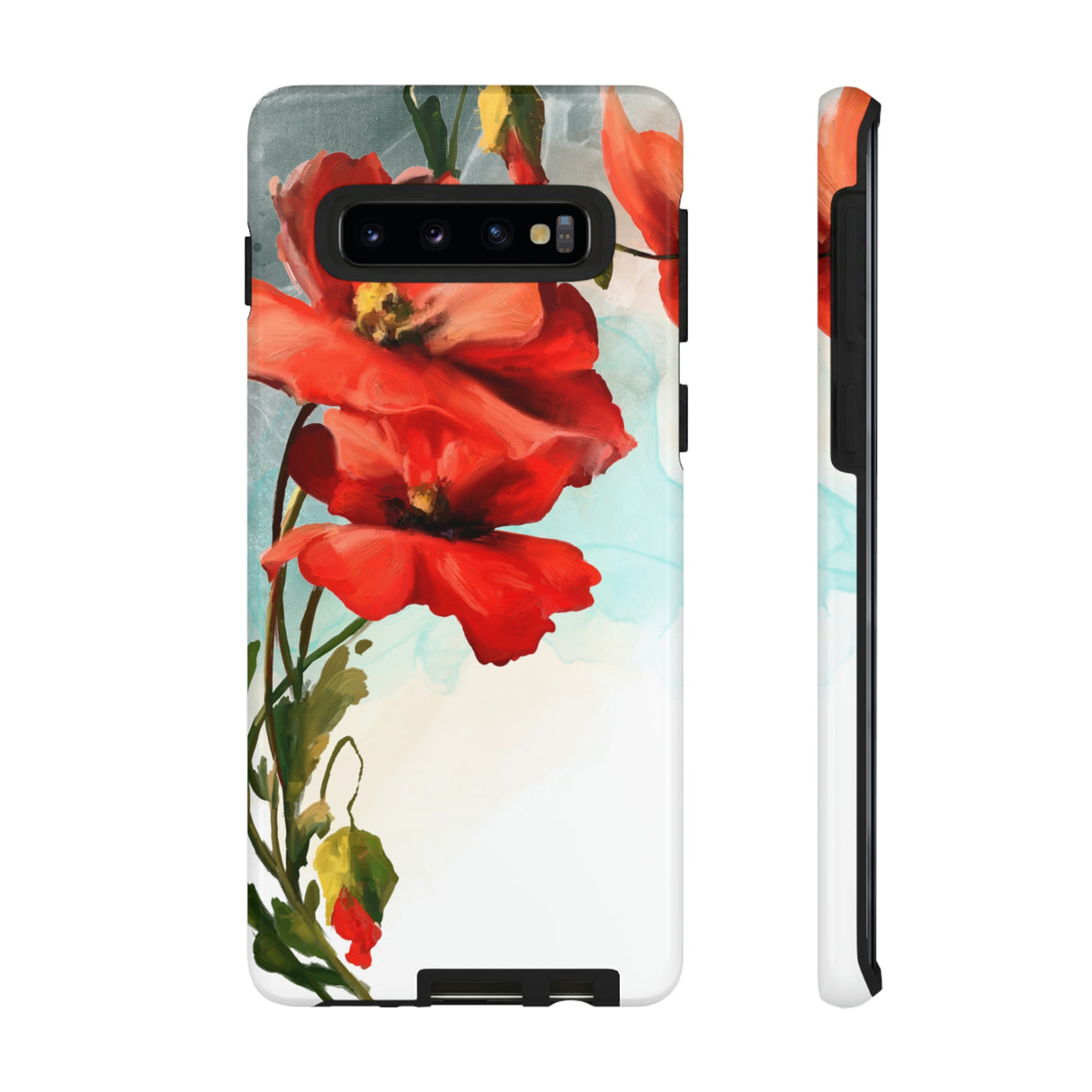 Poppy Flower Drawing Android Case (Protective) Samsung Galaxy S10 Glossy Phone Case