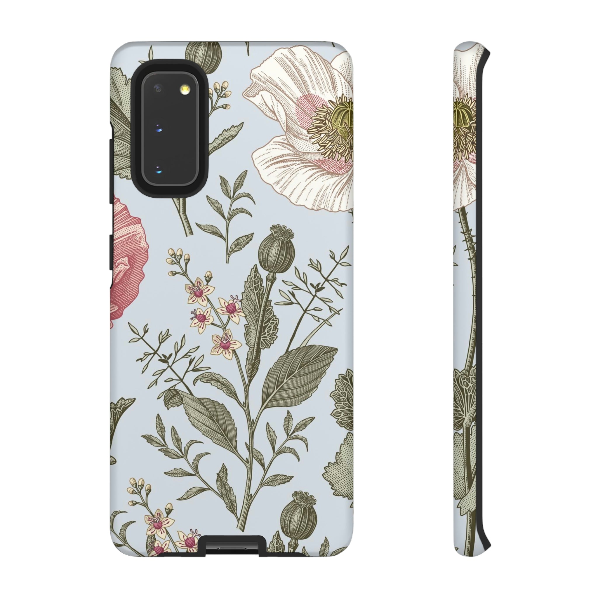 Poppy Blue Vintage Flower Samsung Case (Protective) Samsung Galaxy S20 Matte Phone Case