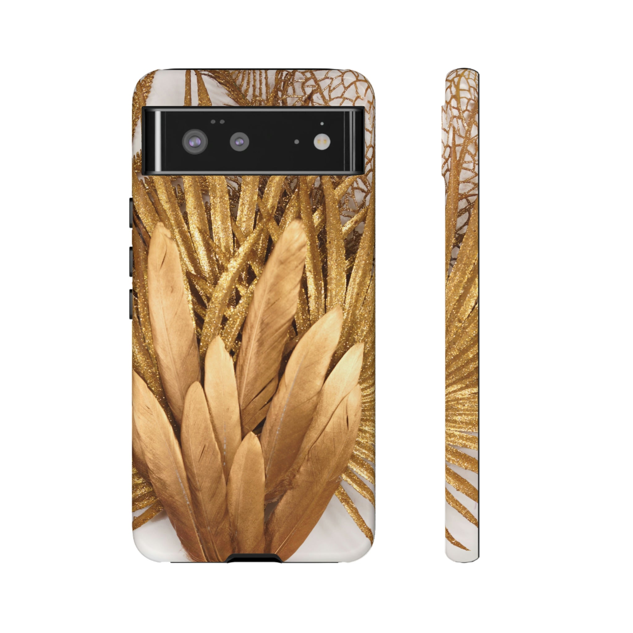 Gold Feather Android Case (Protective) Google Pixel 6 Glossy Phone Case