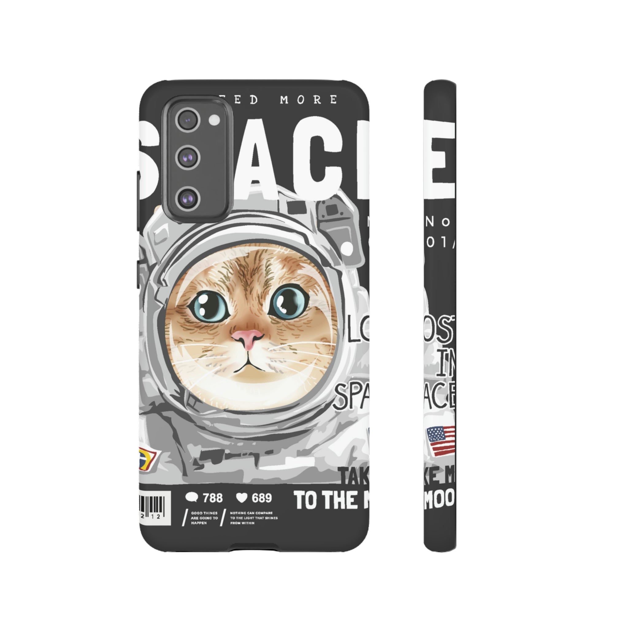 Space Cute Cat Android Case (Protective) Samsung Galaxy S20 FE Matte Phone Case