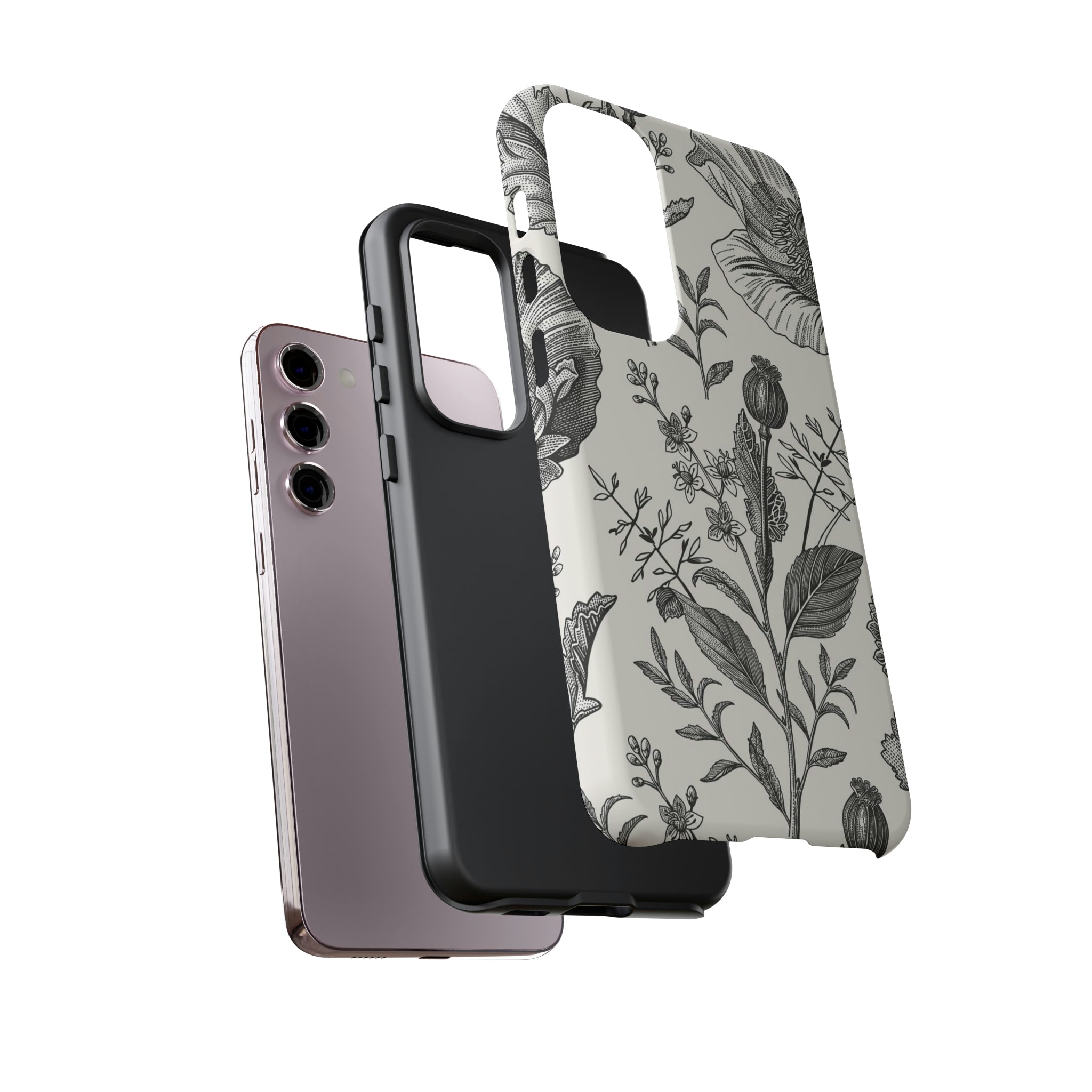 Poppy Gray Vintage Flower Samsung Case (Protective) Phone Case