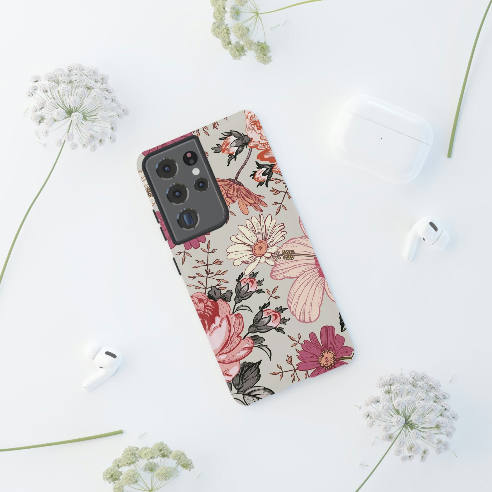 Pink daisies Vintage Flower Samsung Case (Protective) Phone Case