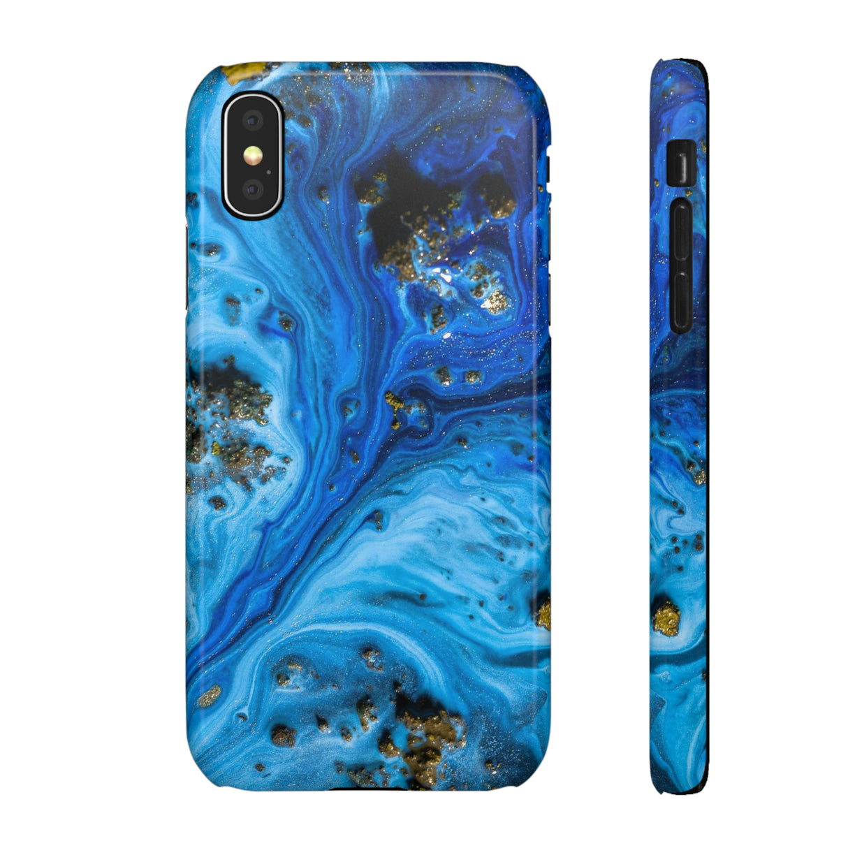 Blue Ice Melt Ink Art iPhone Case (Slim) iPhone X Glossy Phone Case