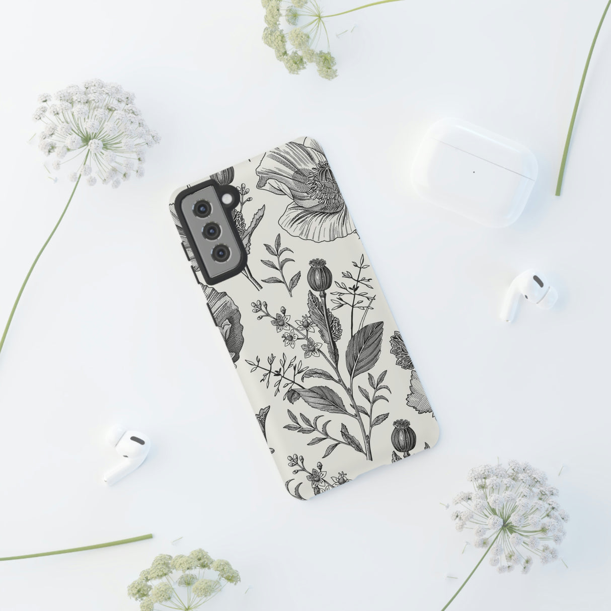 Poppy Gray Vintage Flower Samsung Case (Protective) Phone Case