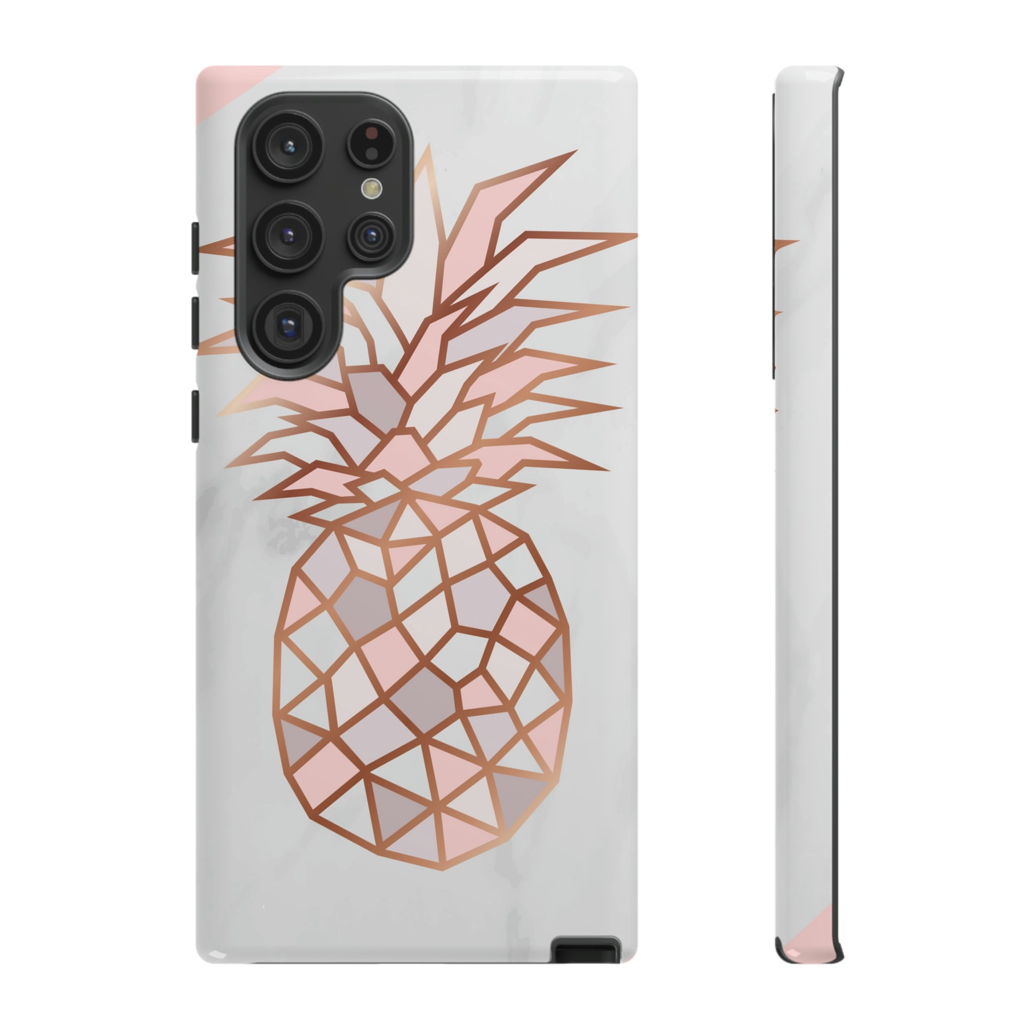 Pineapple Rose Gold Android Case (Protective) Samsung Galaxy S22 Ultra Glossy Phone Case