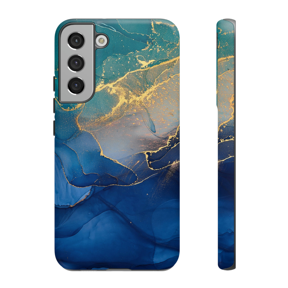 Blue Alcohol Ink Android Case (Protective) Samsung Galaxy S22 Plus Matte Phone Case