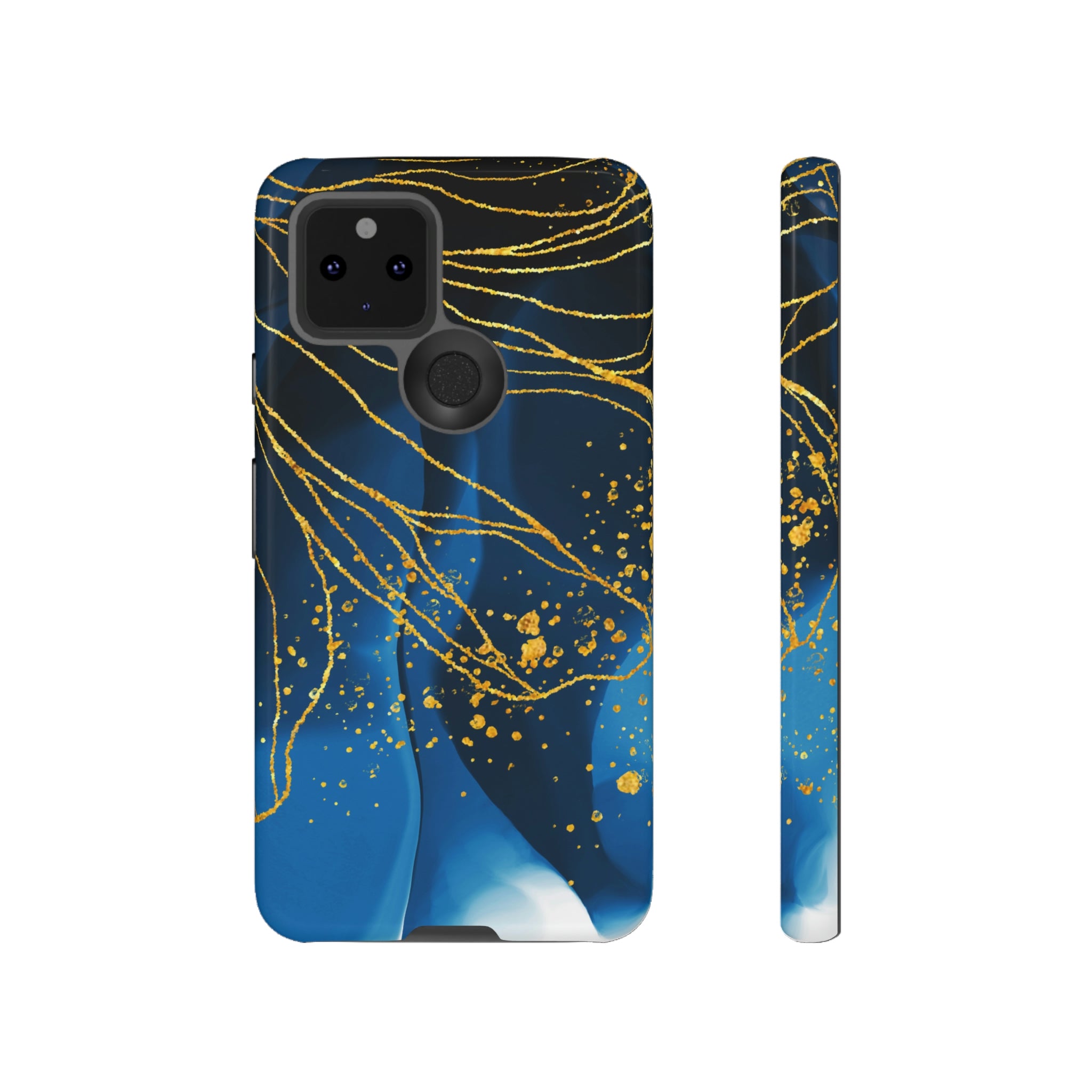 Blue Watercolor Art Android Case (Protective) Google Pixel 5 5G Glossy Phone Case