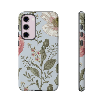 Poppy Blue Vintage Flower Samsung Case (Protective) Samsung Galaxy S23 Plus Matte Phone Case