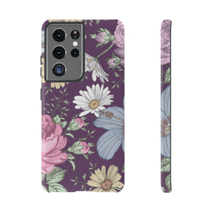 Purple Grass Vintage Flower Samsung Case (Protective) Samsung Galaxy S21 Ultra Glossy Phone Case