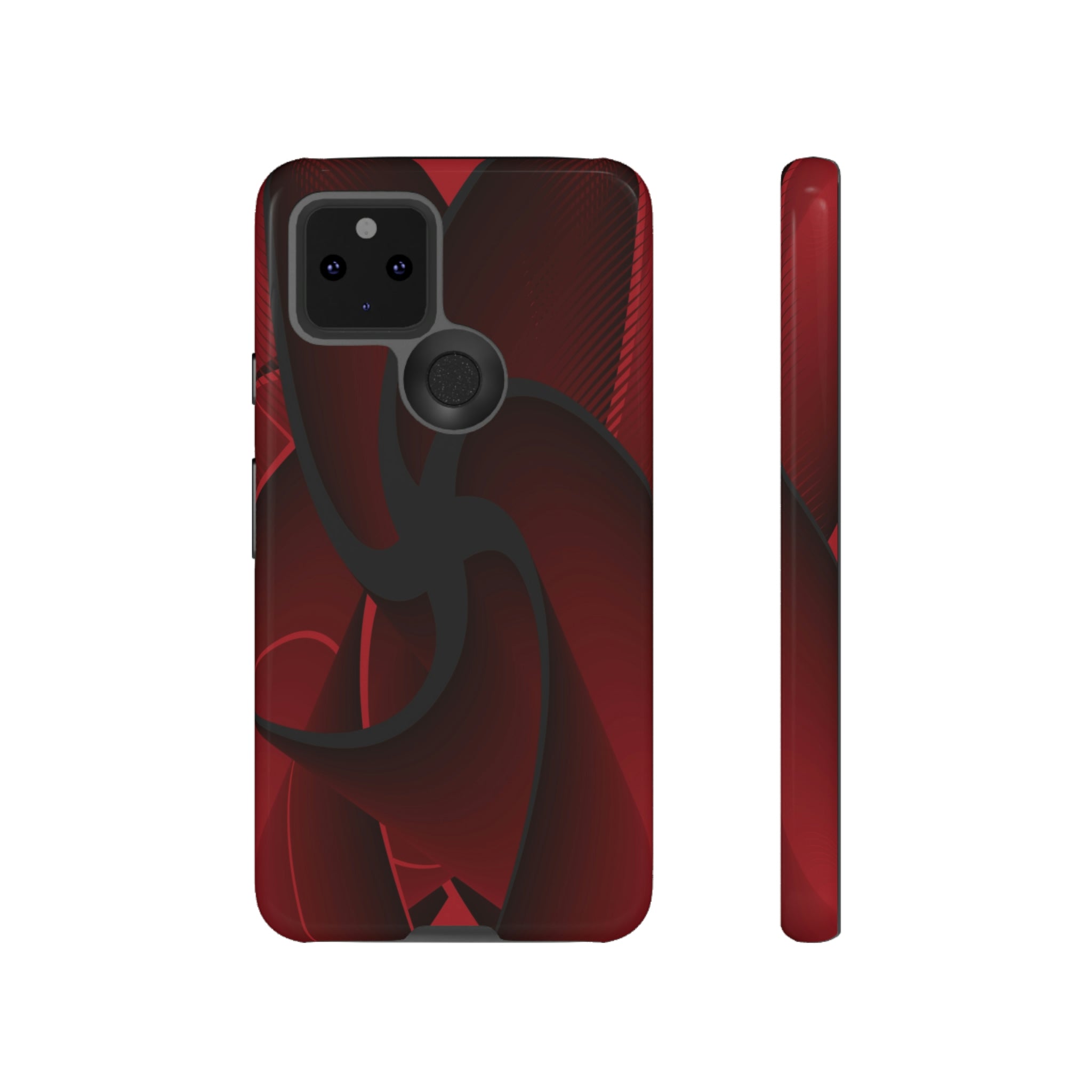 Red Liquid Spiral Android Case (Protective) Google Pixel 5 5G Glossy Phone Case