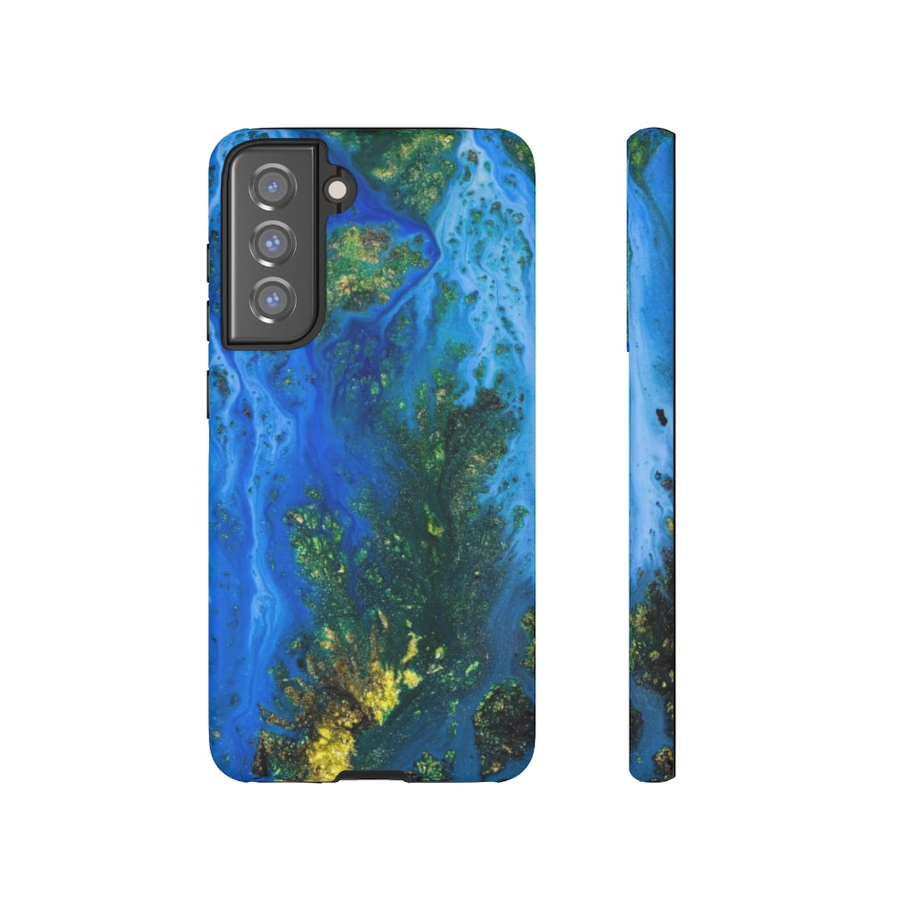 Blue Globe Ink Art Android Case (Protective) Samsung S21 FE Matte Phone Case