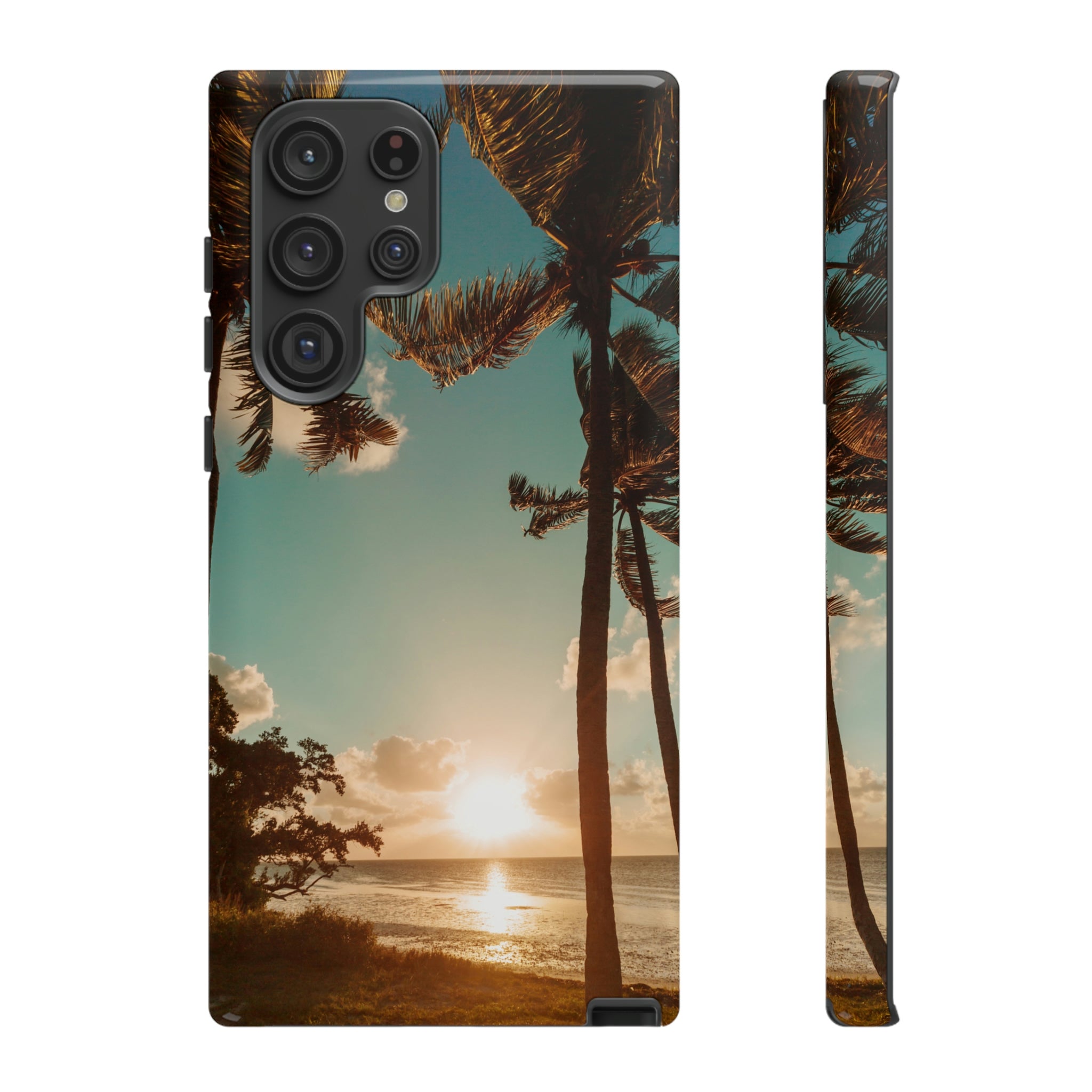 Sundown Palmtrees Android Case (Protective) Samsung Galaxy S22 Ultra Glossy Phone Case