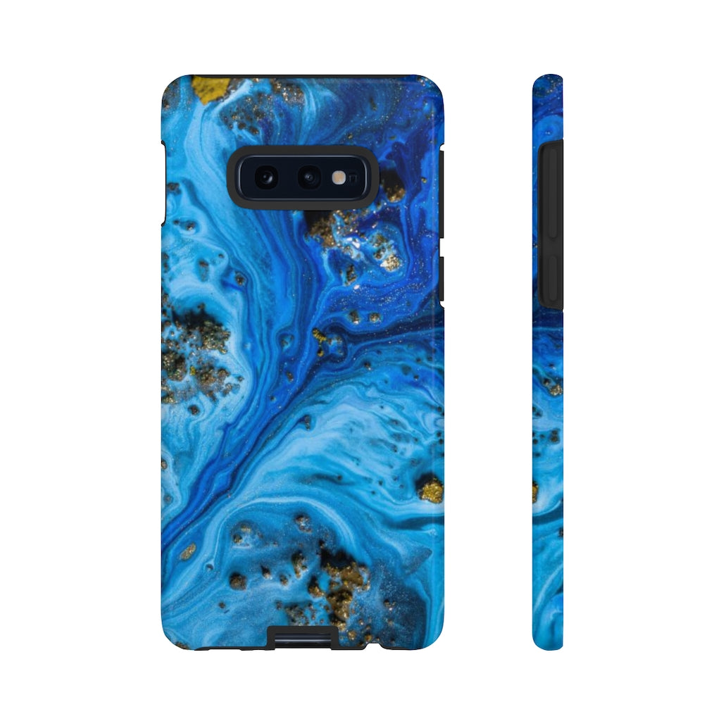 Blue Ice Melt Ink Art Android Case (Protective) Samsung Galaxy S10E Glossy Phone Case