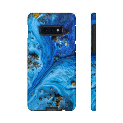 Blue Ice Melt Ink Art Android Case (Protective) Samsung Galaxy S10E Glossy Phone Case