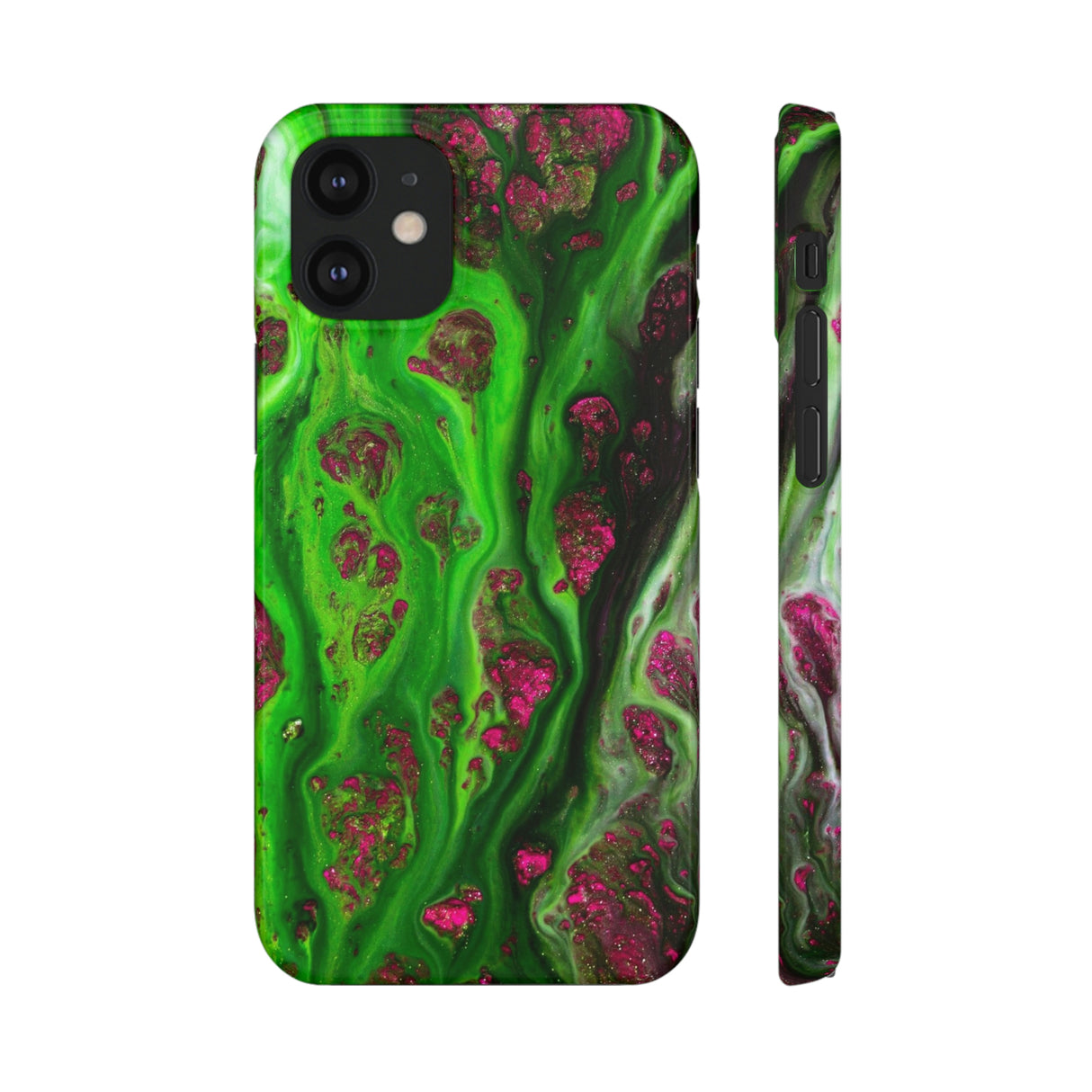 Toxic Green Ink Art iPhone Case (Slim) iPhone 12 Mini Glossy Phone Case