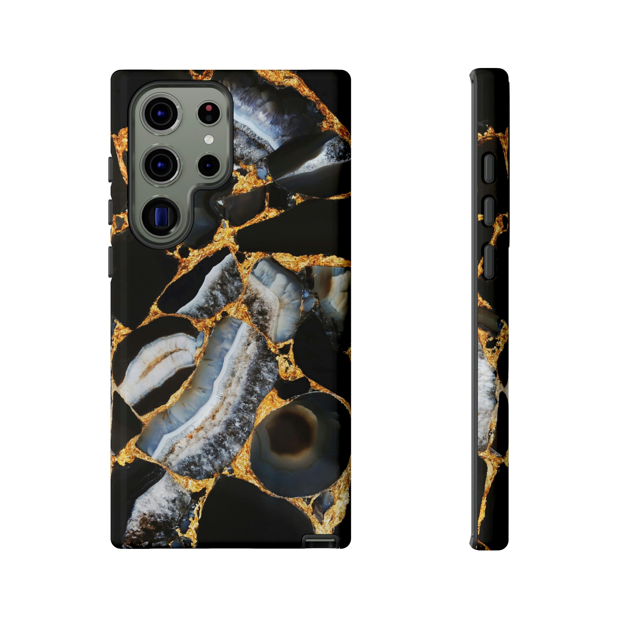 Dark Agate Marble Android Case (Protective) Samsung Galaxy S23 Ultra Glossy Phone Case