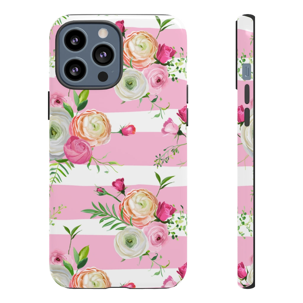 Pink Roses and Ranunculus Flowers iPhone Case (Protective) iPhone 13 Pro Max Glossy Phone Case