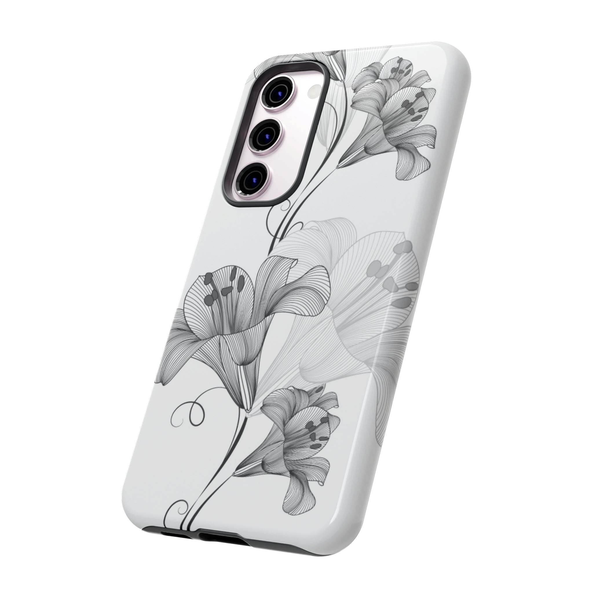 Lily Flower Monochrome Android Case (Protective) Phone Case