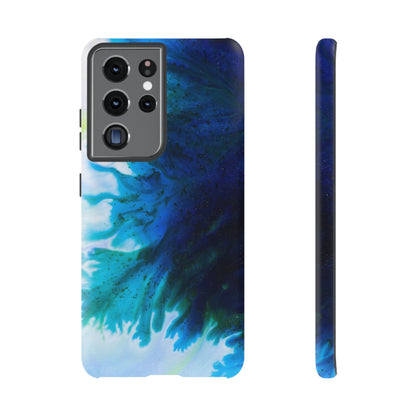 Blue Liquid Ink Art Android Case (Protective) Samsung Galaxy S21 Ultra Matte Phone Case