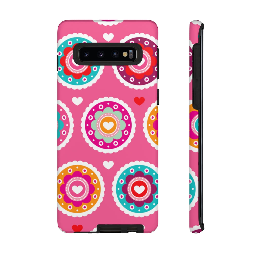 Retro Pink Red Flower Samsung Case (Protective) Samsung Galaxy S10 Matte Phone Case