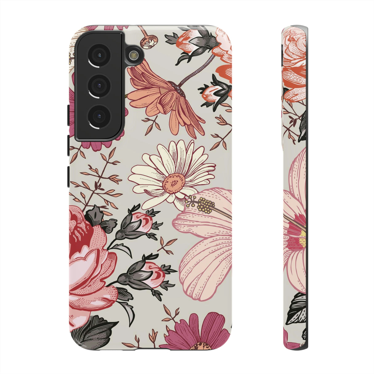 Pink daisies Vintage Flower Samsung Case (Protective) Samsung Galaxy S22 Glossy Phone Case