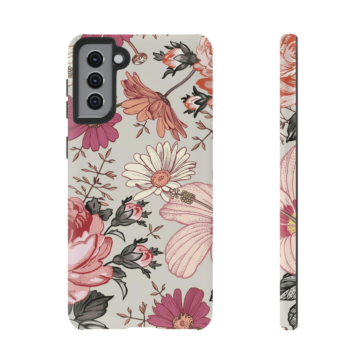 Pink daisies Vintage Flower Samsung Case (Protective) Samsung Galaxy S21 Plus Matte Phone Case