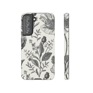 Poppy Gray Vintage Flower Samsung Case (Protective) Samsung Galaxy S21 FE Glossy Phone Case