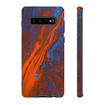 Orange Spikes Ink Art Android Case (Protective) Samsung Galaxy S10 Plus Glossy Phone Case