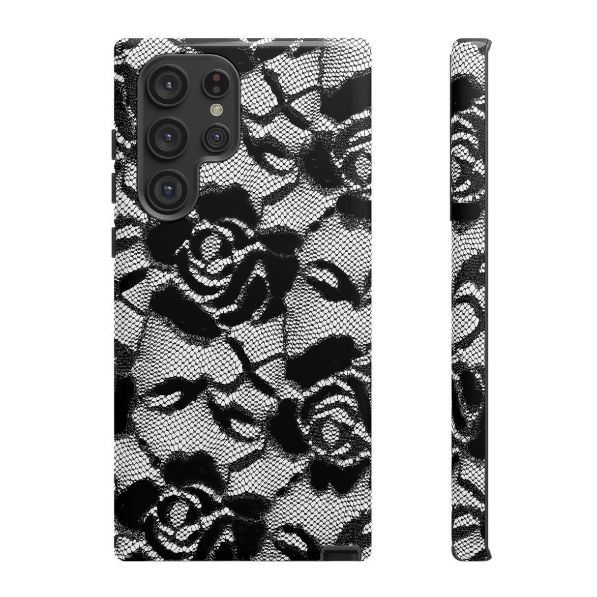 Black Rose Lace Gothic Flower Samsung Case (Protective) Samsung Galaxy S22 Ultra Glossy Phone Case