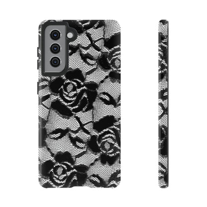 Black Rose Lace Gothic Flower Samsung Case (Protective) Samsung Galaxy S21 Glossy Phone Case