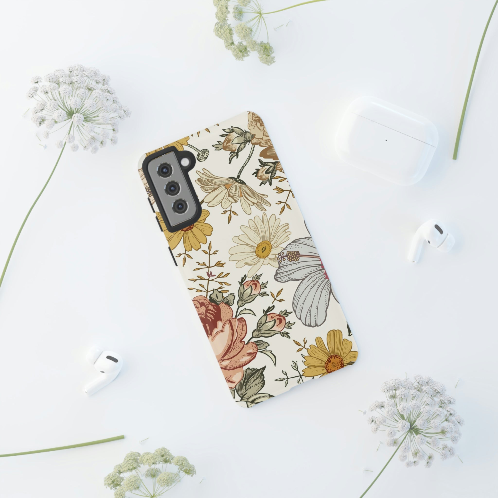 Linear Vintage Flower Samsung Case (Protective) Phone Case