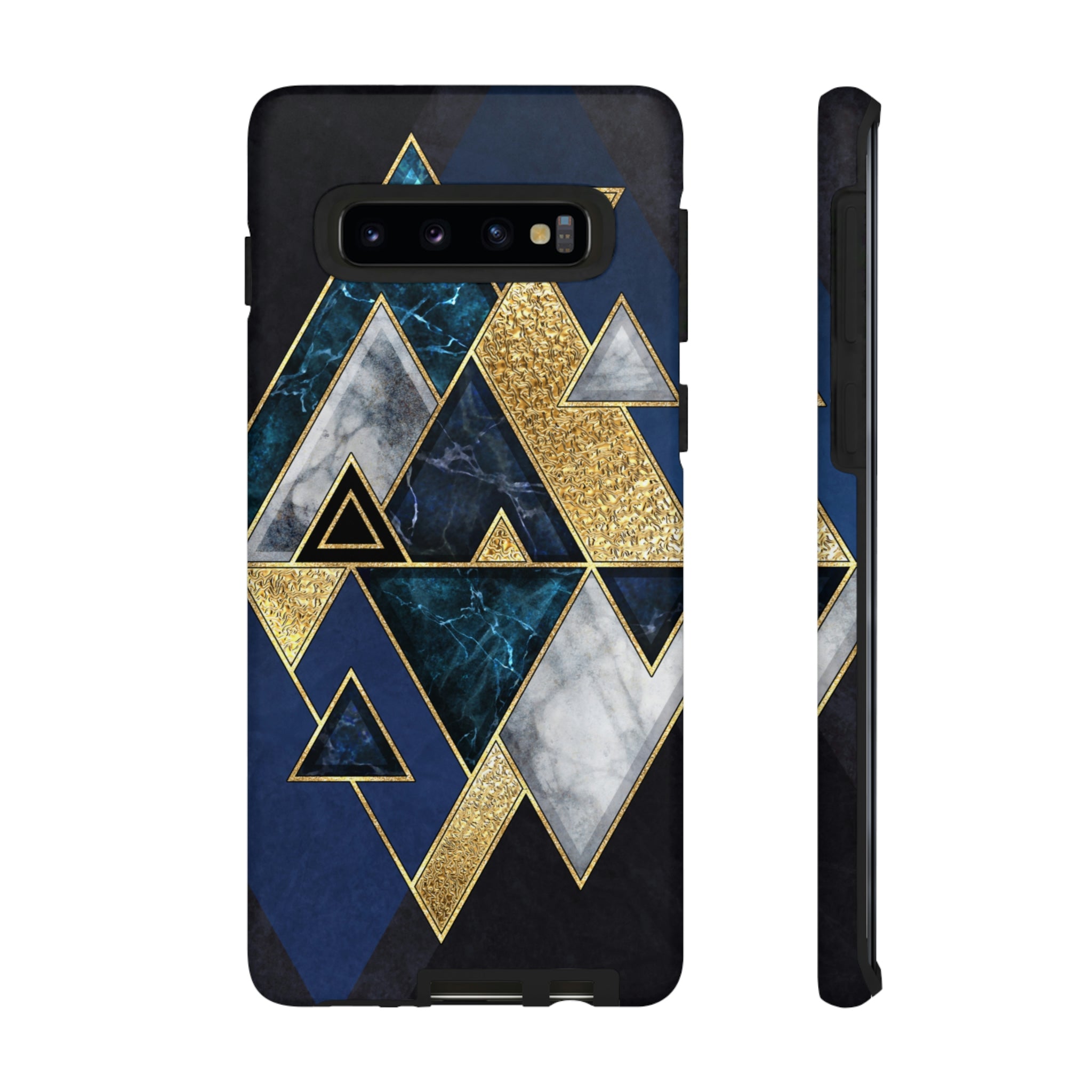 Dark Blue Geometric Android Case (Protective) Samsung Galaxy S10 Matte Phone Case