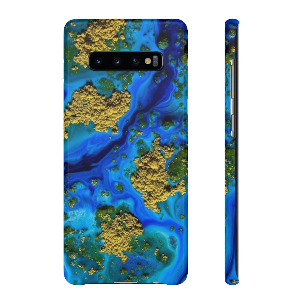 Blue Clear Ocean Ink Art Android Case (Slim) Samsung Galaxy S10 Plus Glossy Phone Case