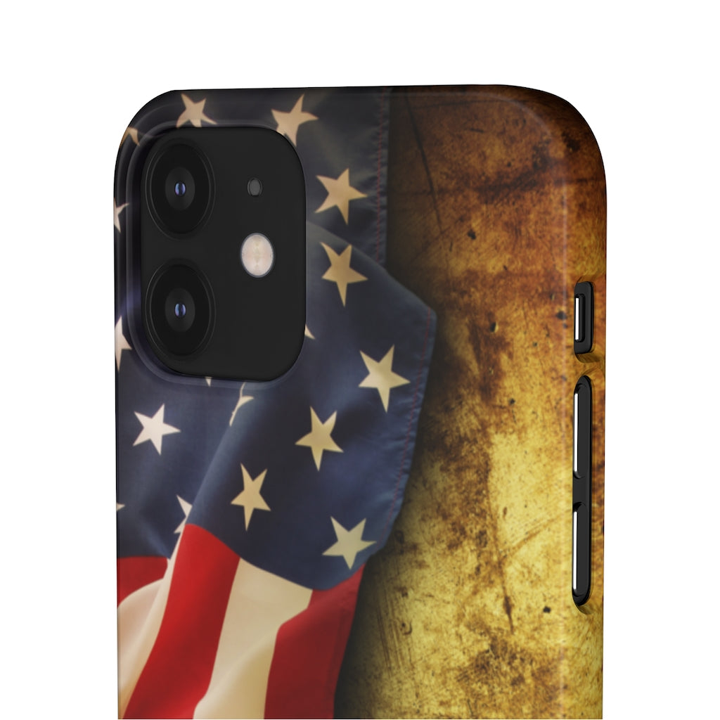 Close up of American flag Samsung/iPhone (Slim) iPhone 12 Glossy Phone Case