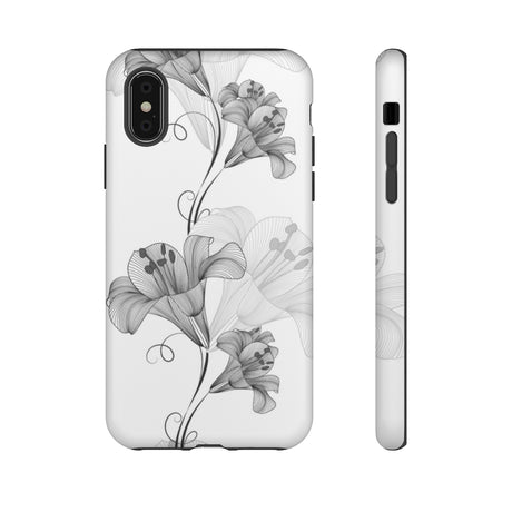 Lily Flower Monochrome iPhone Case (Protective) iPhone X Matte Phone Case