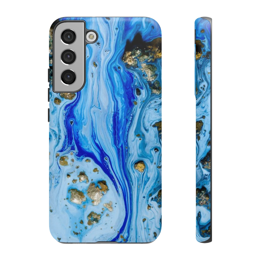 Blue Ice Ink Art Android Case (Protective) Samsung Galaxy S22 Plus Matte Phone Case