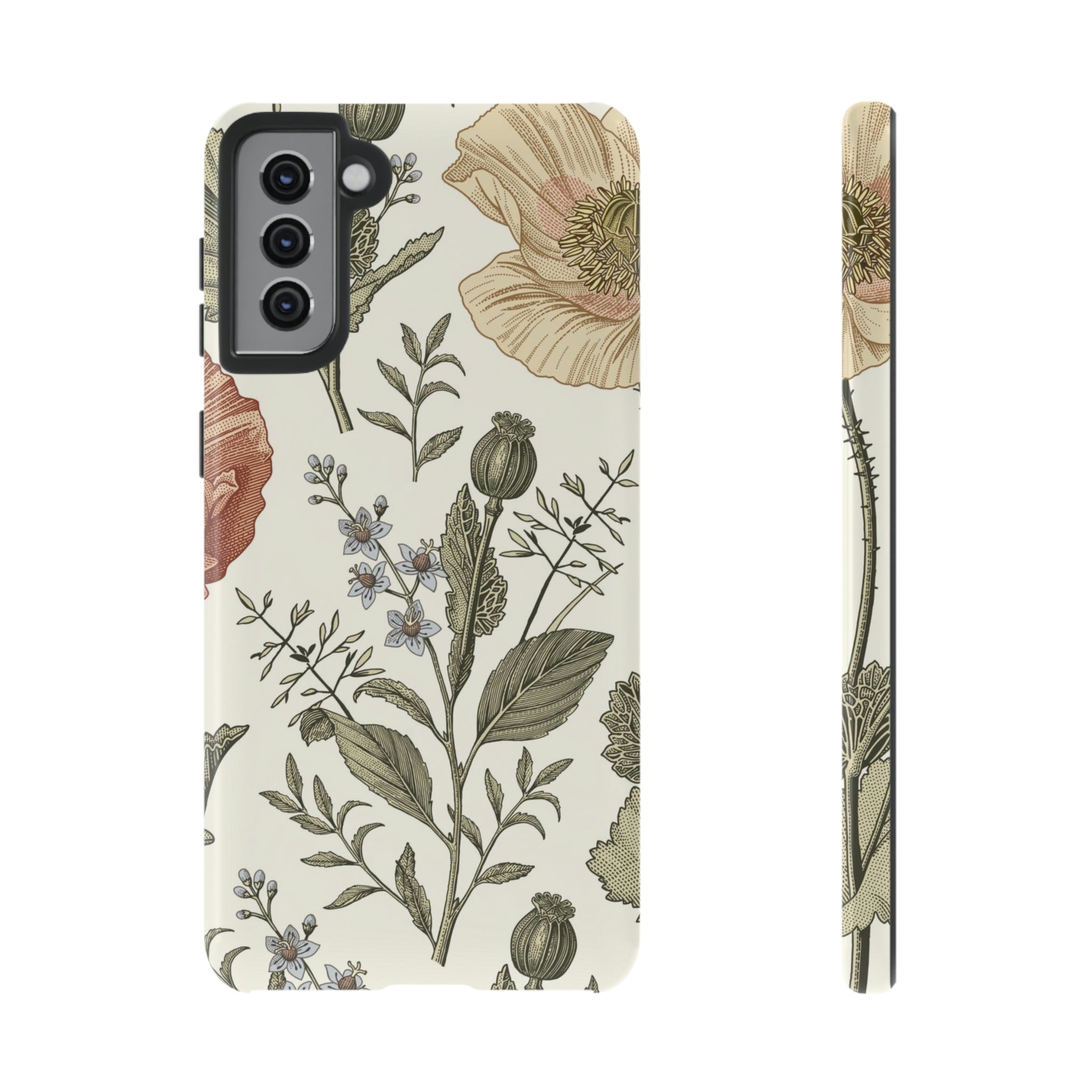 Poppy Brown Vintage Flower Samsung Case (Protective) Samsung Galaxy S21 Plus Glossy Phone Case