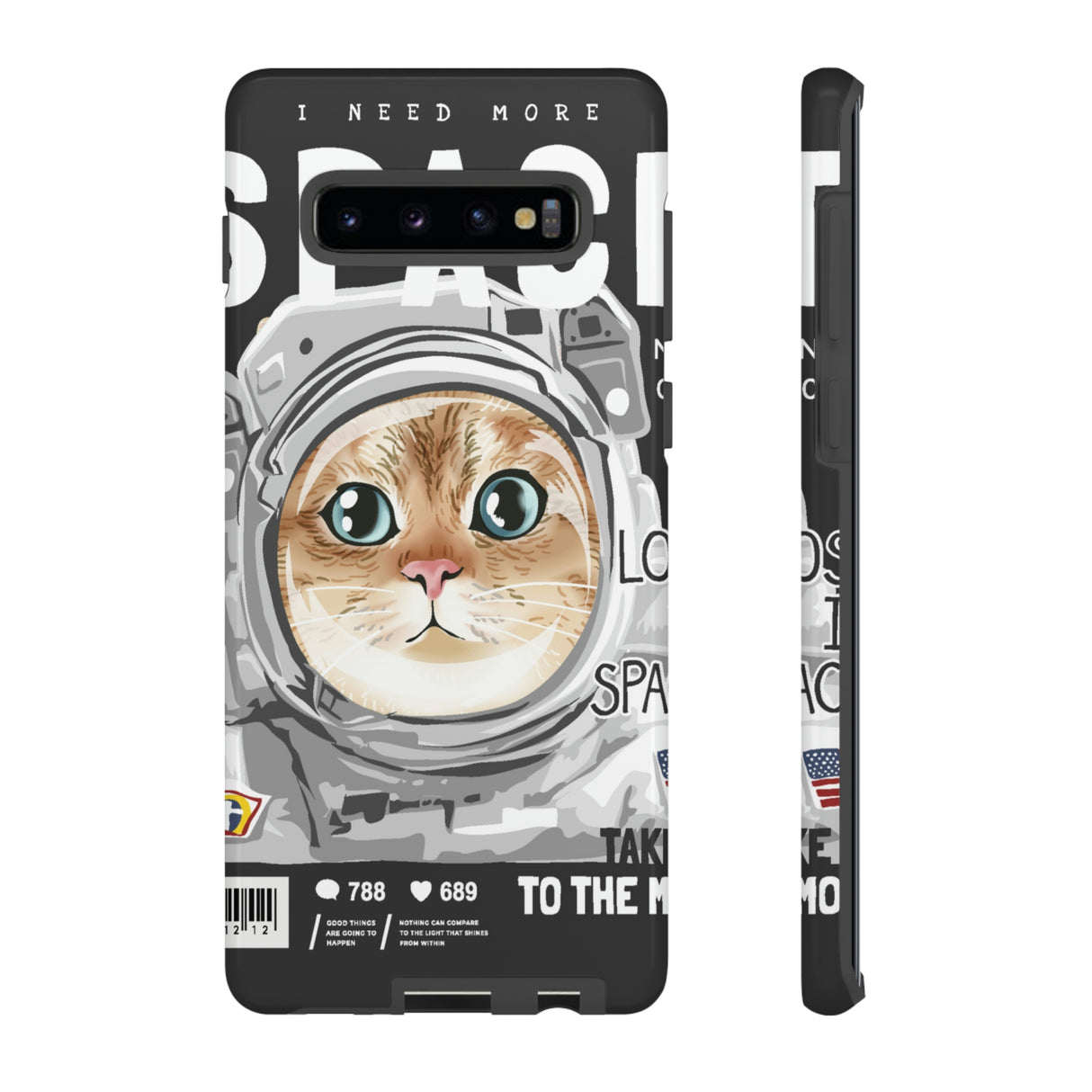 Space Cute Cat Android Case (Protective) Samsung Galaxy S10 Plus Glossy Phone Case