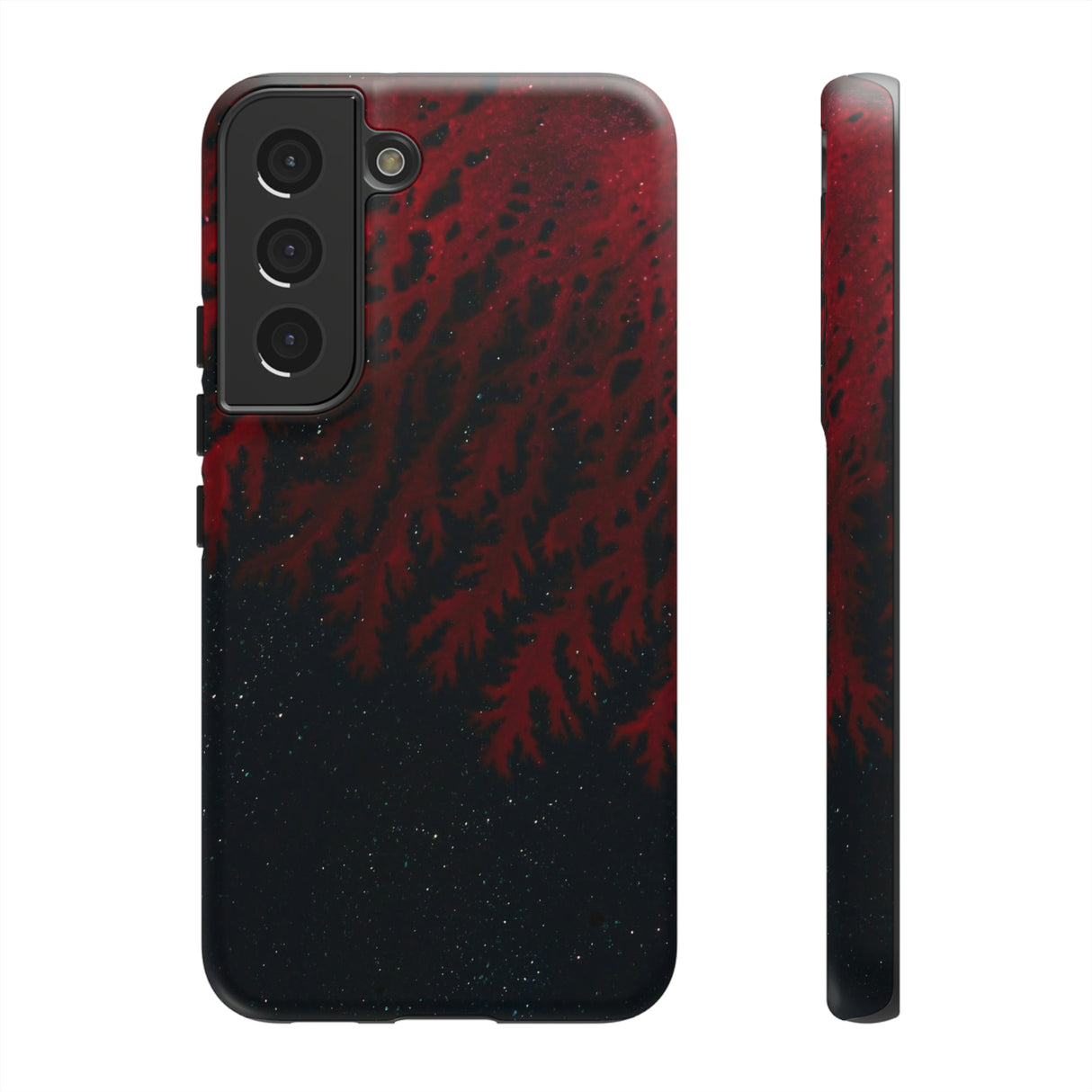 Dark Red Space Ink Art Android Case (Protective) Samsung Galaxy S22 Matte Phone Case