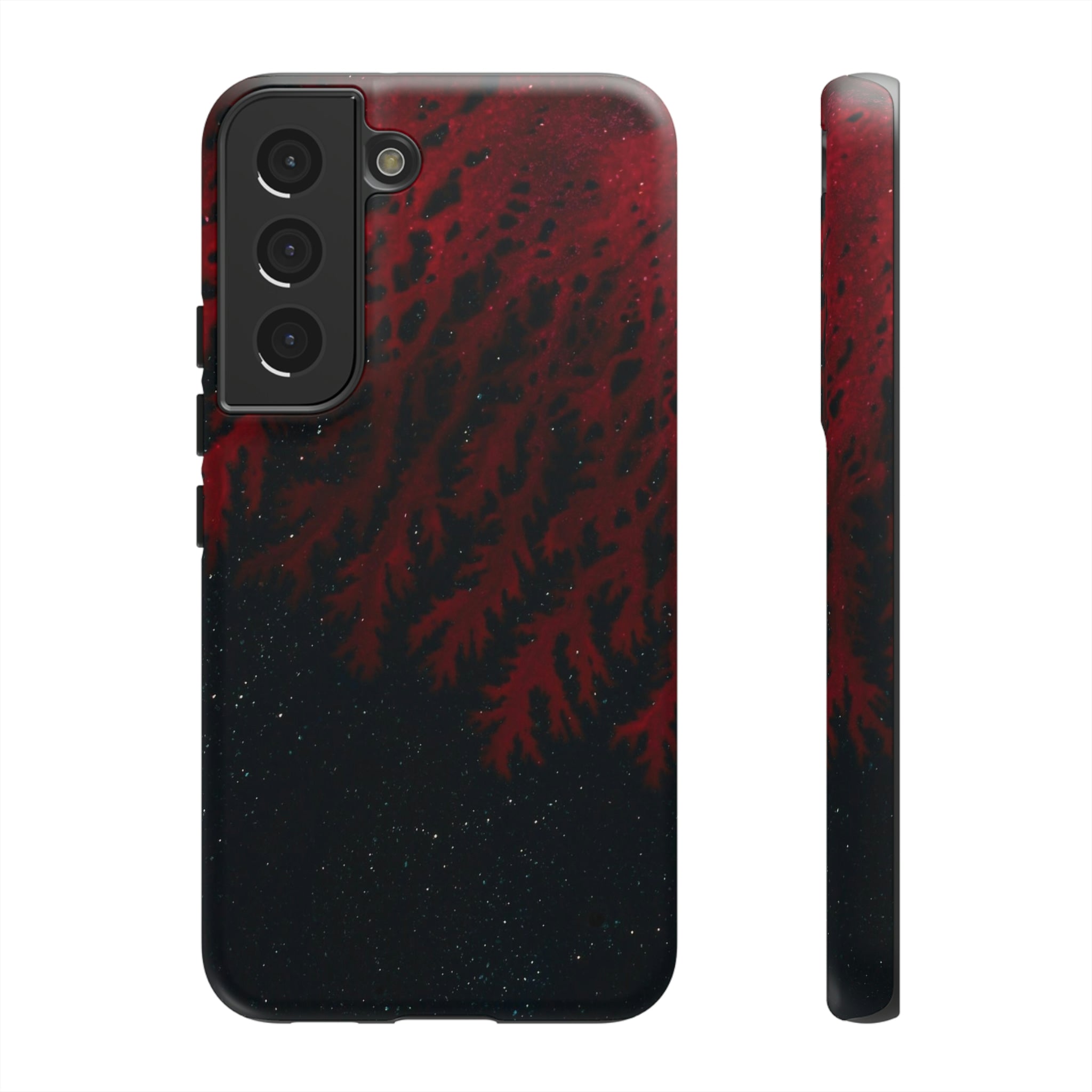 Dark Red Space Ink Art Android Case (Protective) Samsung Galaxy S22 Matte Phone Case