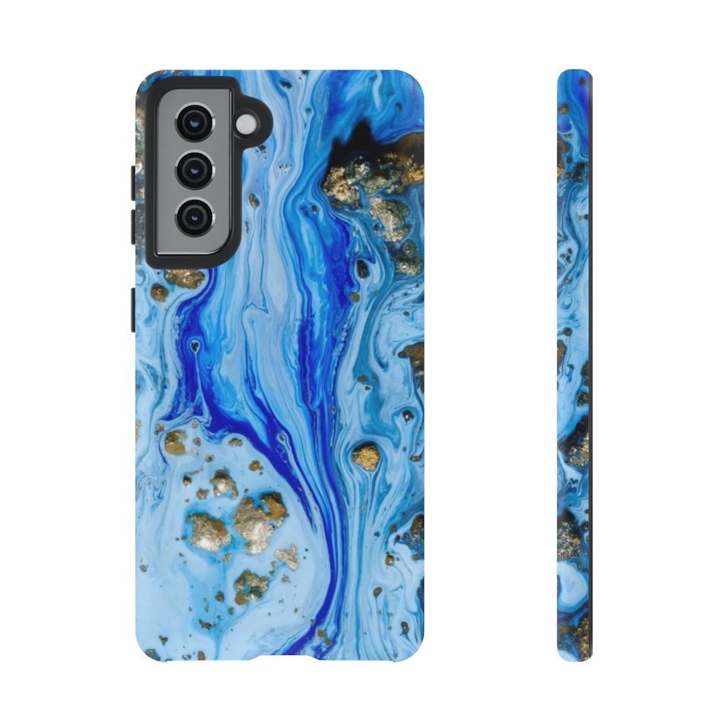 Blue Ice Ink Art Android Case (Protective) Samsung Galaxy S21 Matte Phone Case