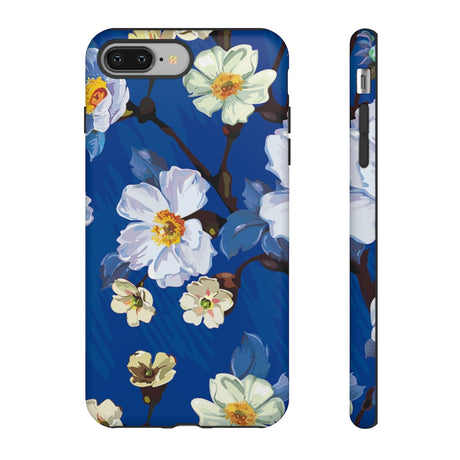 Elegant Flower on Blue iPhone Case (Protective) iPhone 8 Plus Matte Phone Case