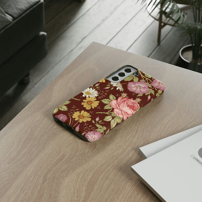 Dark red Vintage Flower Samsung Case (Protective) Phone Case