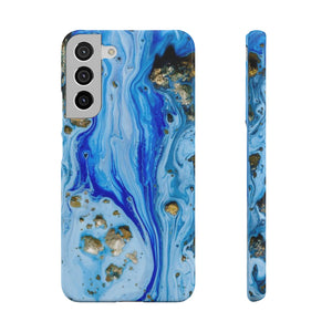 Blue Ice Ink Art Android Case (Slim) Samsung Galaxy S22 Plus Glossy Phone Case