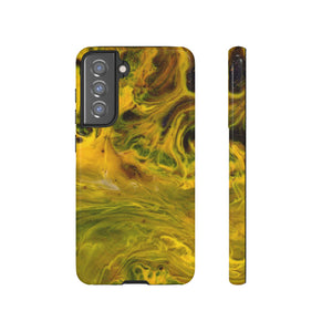 Liquid Yellow Ink Art Android Case (Protective) Samsung Galaxy S21 FE Glossy Phone Case